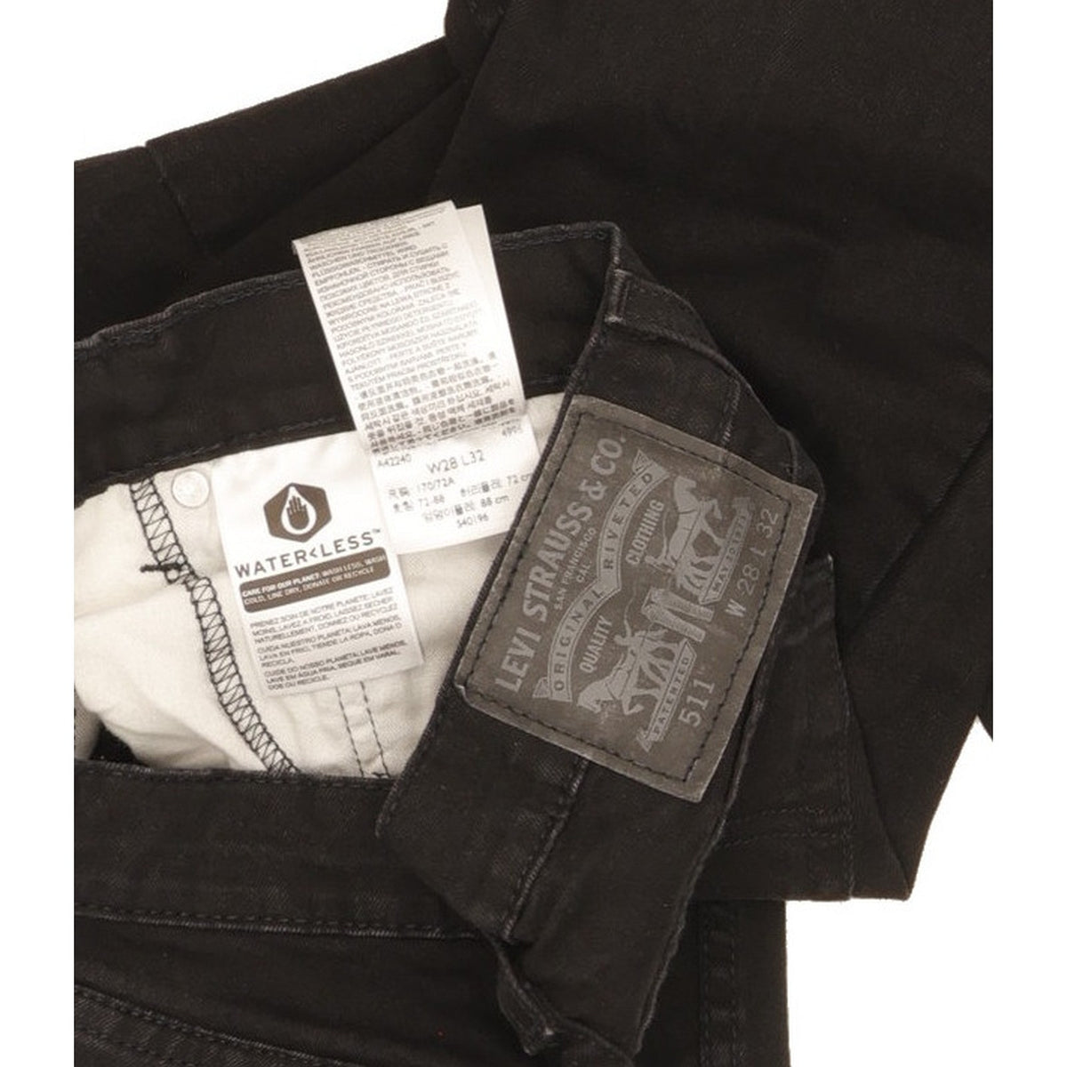 Levi's 511 Men Black Straight Slim Stretch Jeans W28 L31
