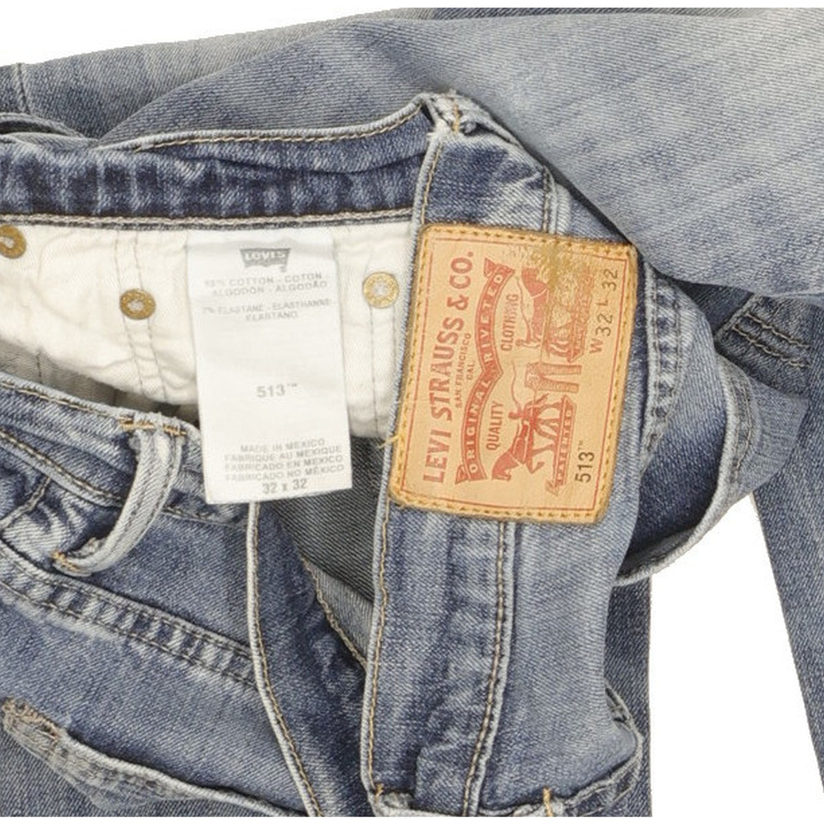 Levi's 513 Men Blue Straight Slim Stretch Jeans W32 L31