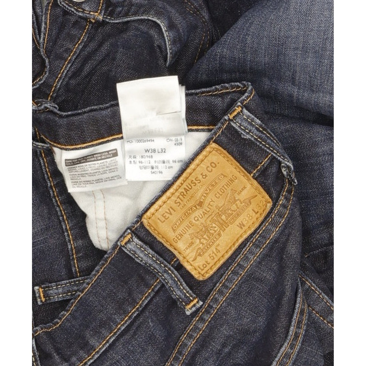 Levi's 514 Men Blue Straight Regular Stretch Jeans W38 L32