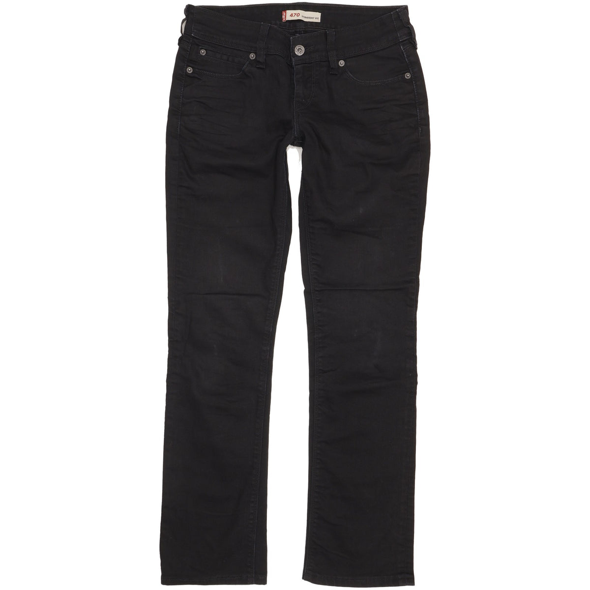 Levi's 470 Women Black Straight Slim Stretch Jeans W29 L31
