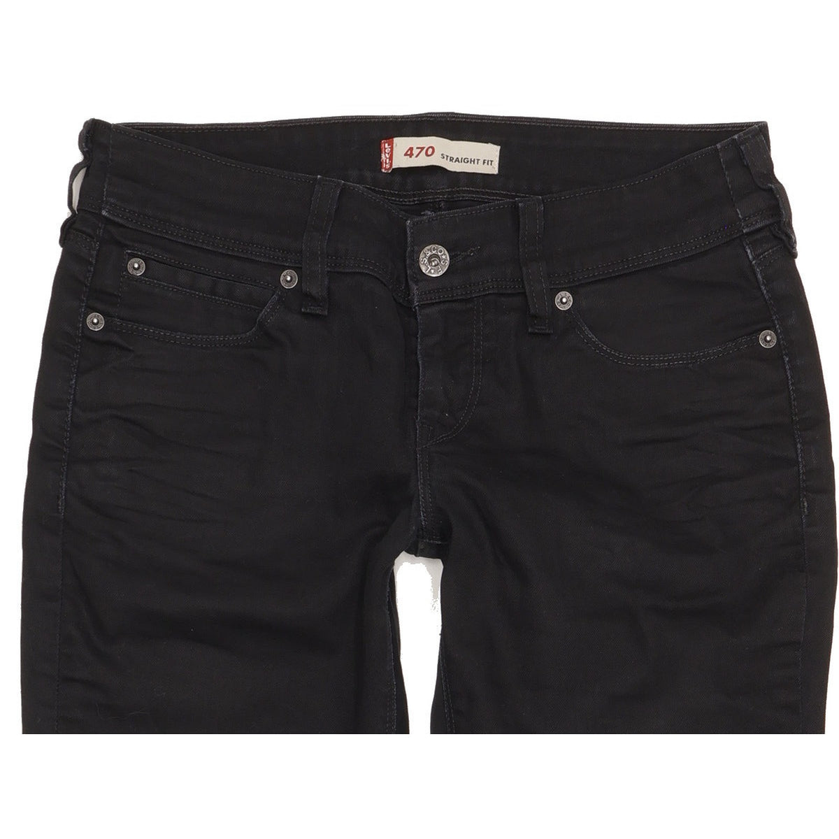 Levi's 470 Women Black Straight Slim Stretch Jeans W29 L31