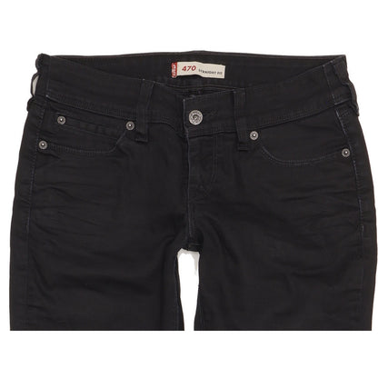 Levi's 470 Women Black Straight Slim Stretch Jeans W29 L31