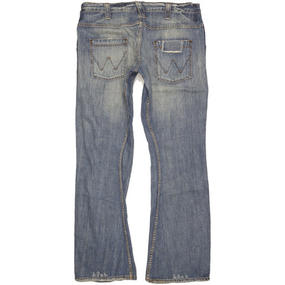 Wrangler Sharkey Men Blue Bootcut Slim Jeans W36 L34