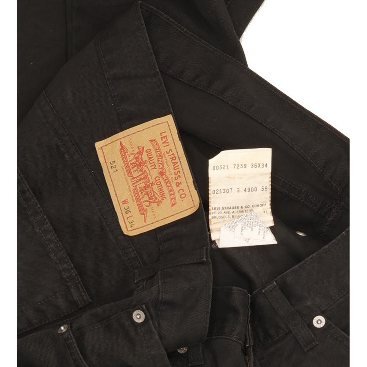 Levi's 521 Men Black Straight Regular Jeans W36 L34