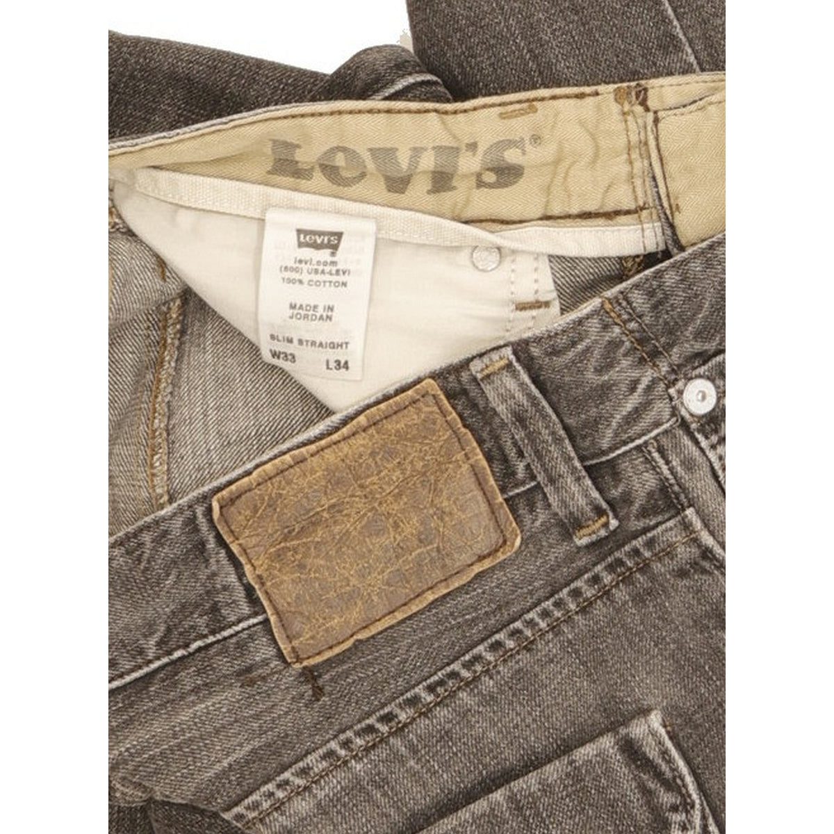 Levi's Men Grey Straight Slim Jeans W33 L33