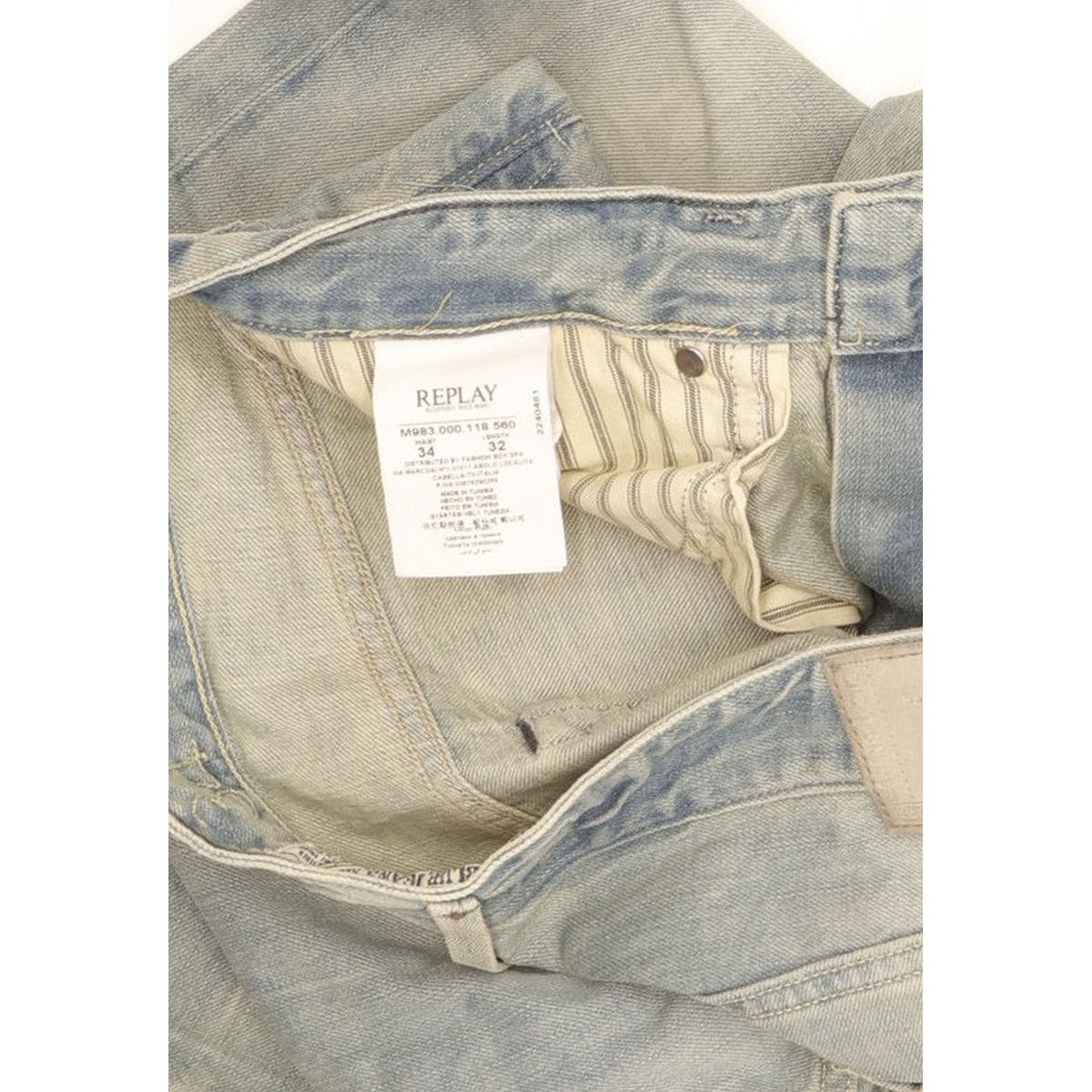 Replay Waitom Men Blue Straight Regular Jeans W34 L32