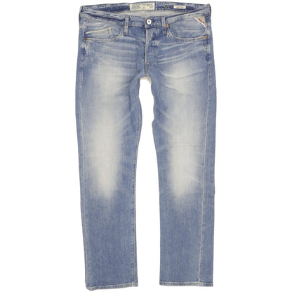 Replay Waitom Men Blue Straight Regular Stretch Jeans W34 L31