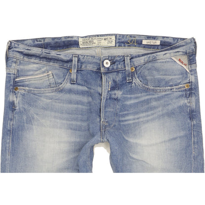 Replay Waitom Men Blue Straight Regular Stretch Jeans W34 L31