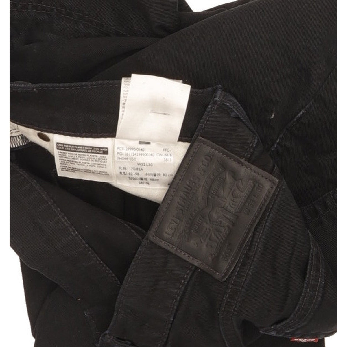 Levi's 504 Men Black Straight Regular Stretch Jeans W32 L29