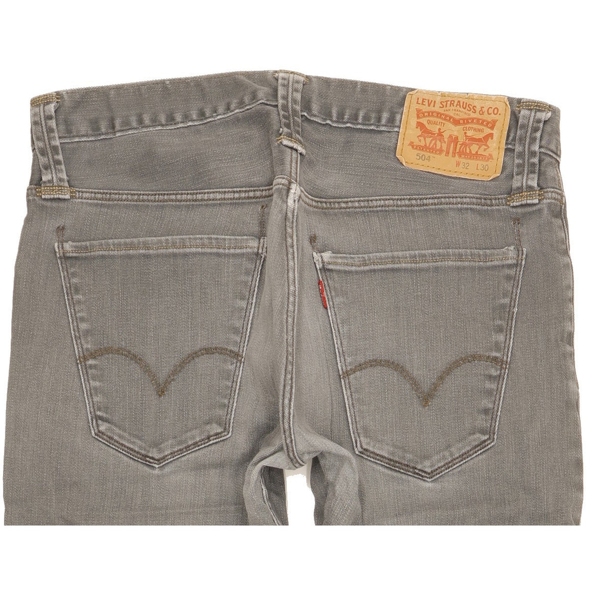 Levi's 504 Men Grey Straight Regular Stretch Jeans W32 L27