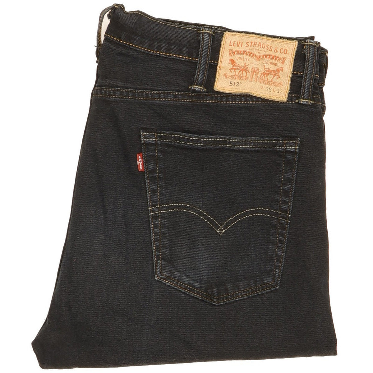 Levi's 513 Men Black Straight Regular Stretch Jeans W38 L31
