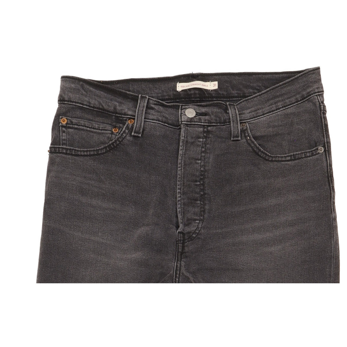 Levi's Ribcage Black Straight Regular Jeans High Waisted W31 L32