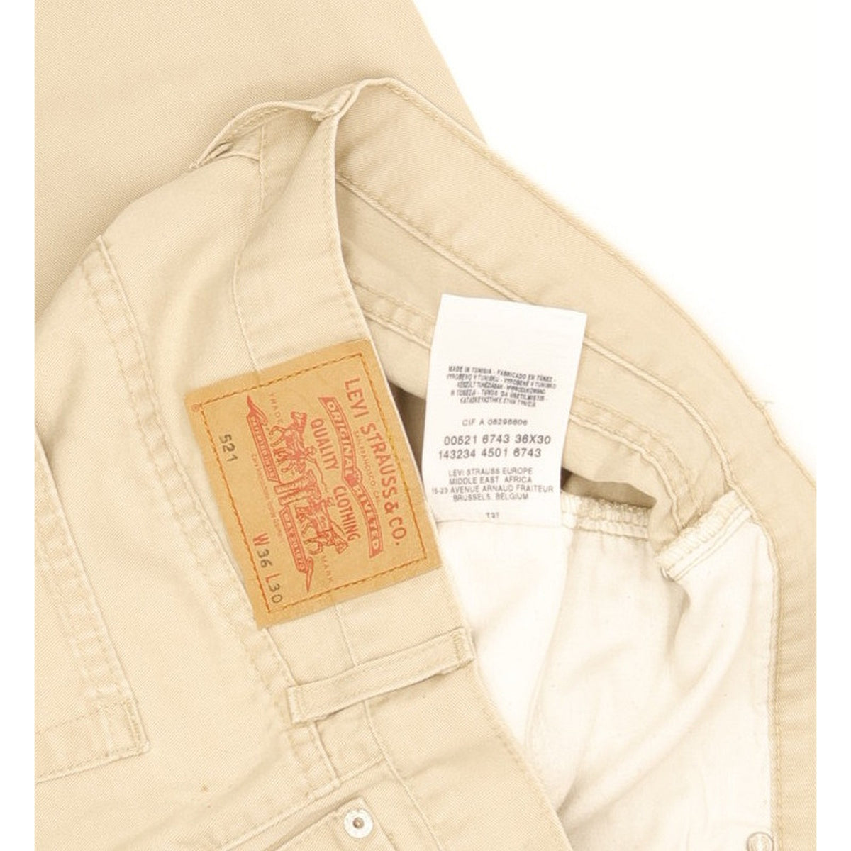 Levi's 521 Men Beige Straight Regular Jeans W35 L29