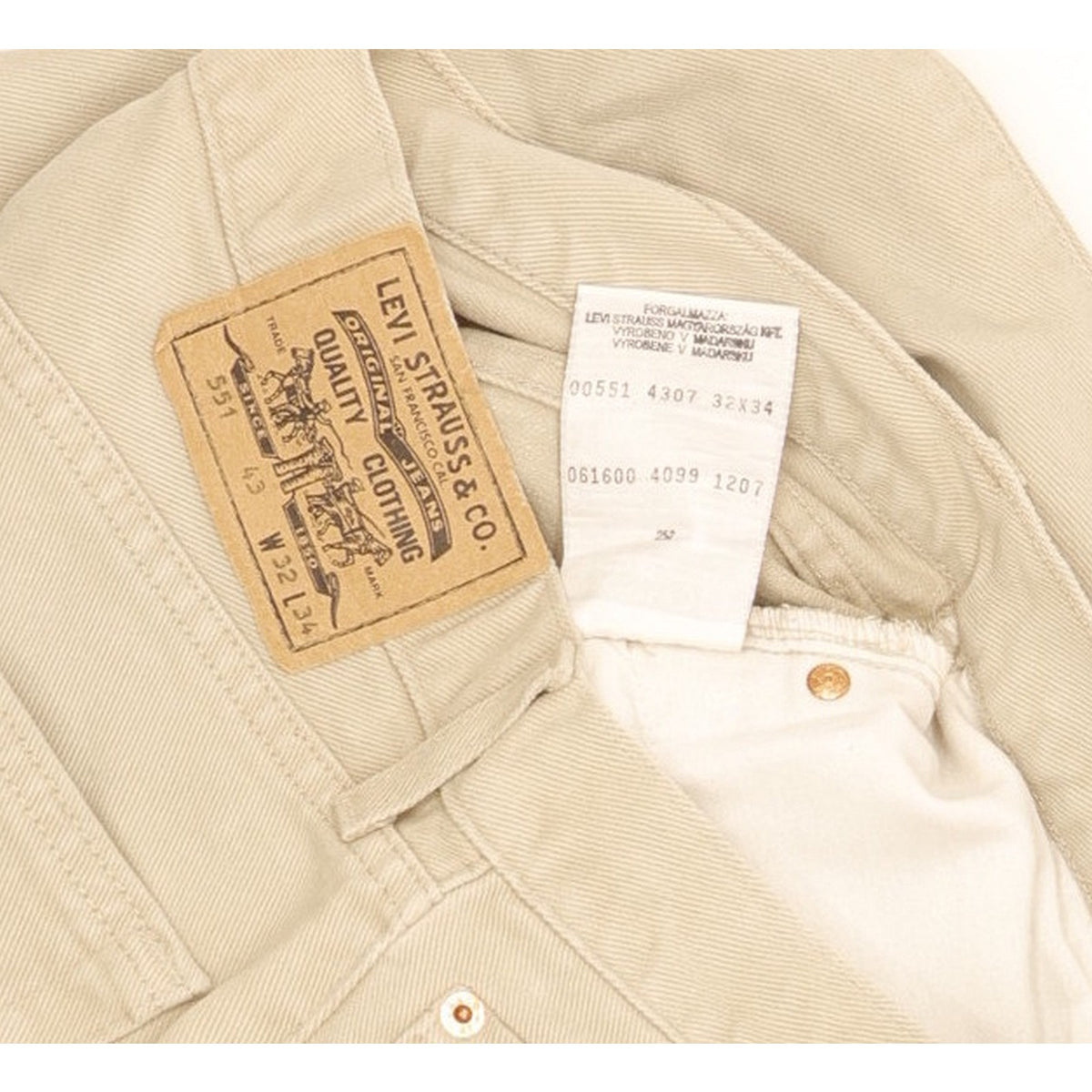 Levi's 551 Men Beige Straight Regular Jeans W32 L29