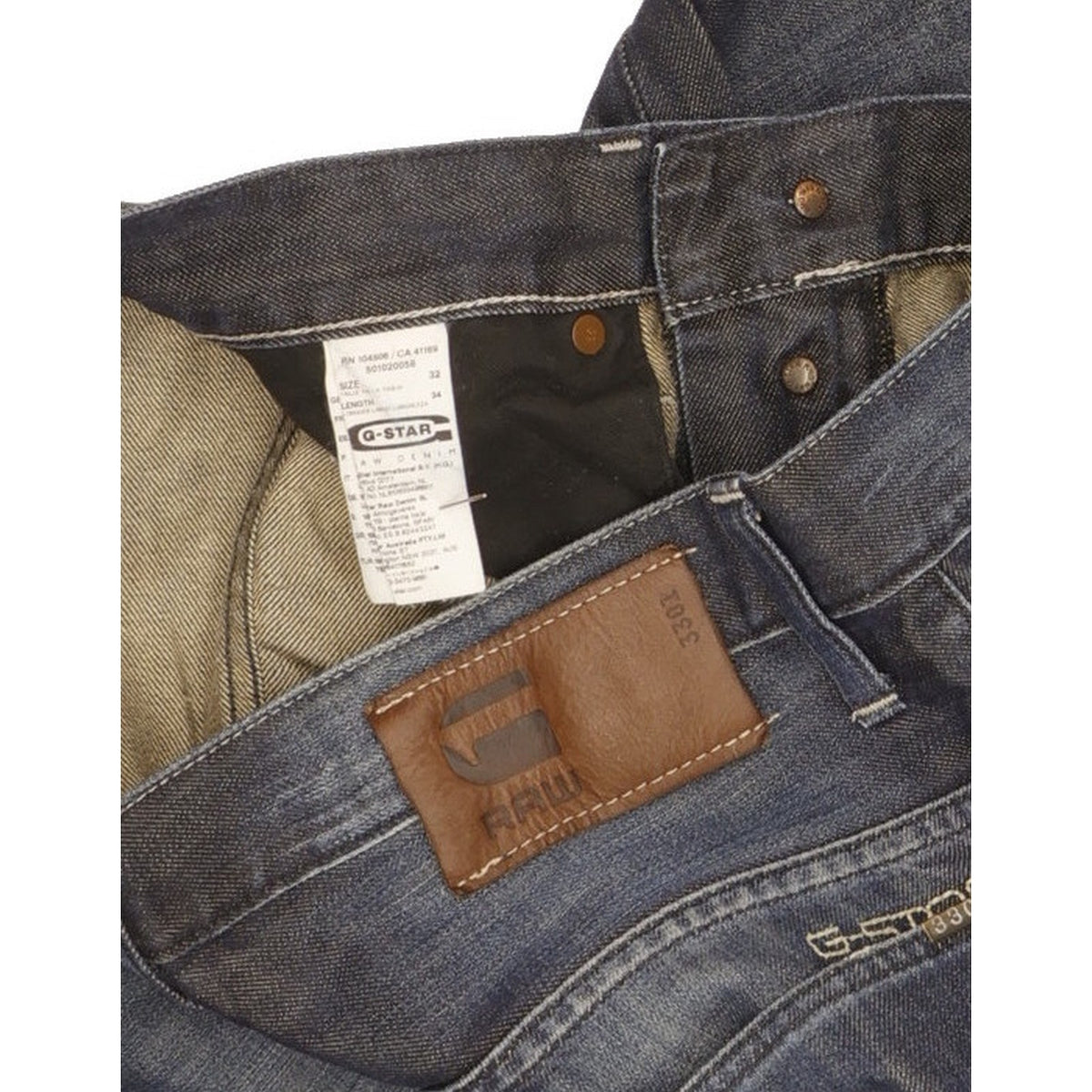 G-Star 3301 Men Blue Straight Regular Jeans W32 L33