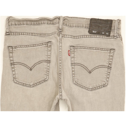 Levi's 511 Men Grey Straight Slim Stretch Jeans W34 L31