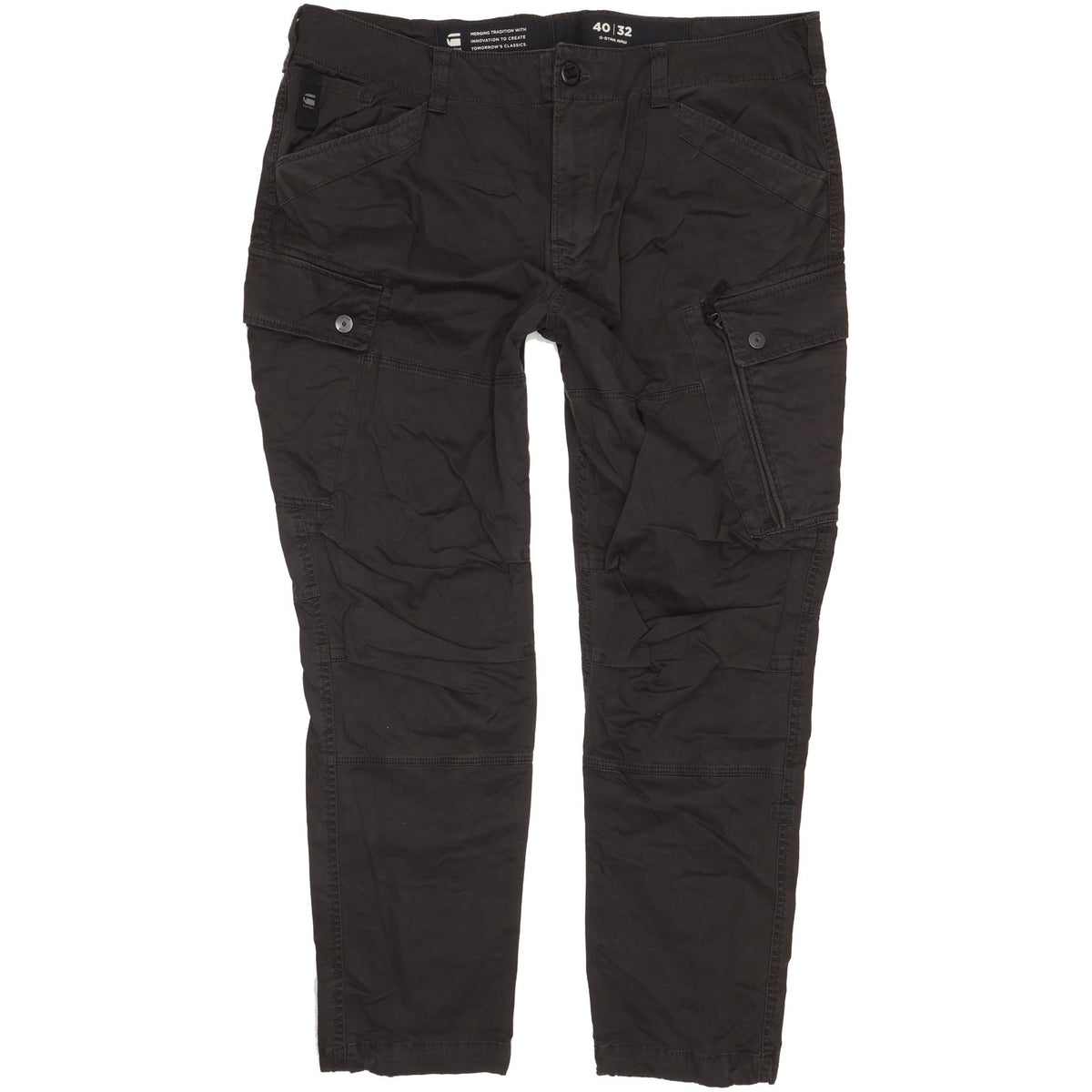 G-Star Roxic Men Black Tapered Regular Stretch Trousers W40 L32