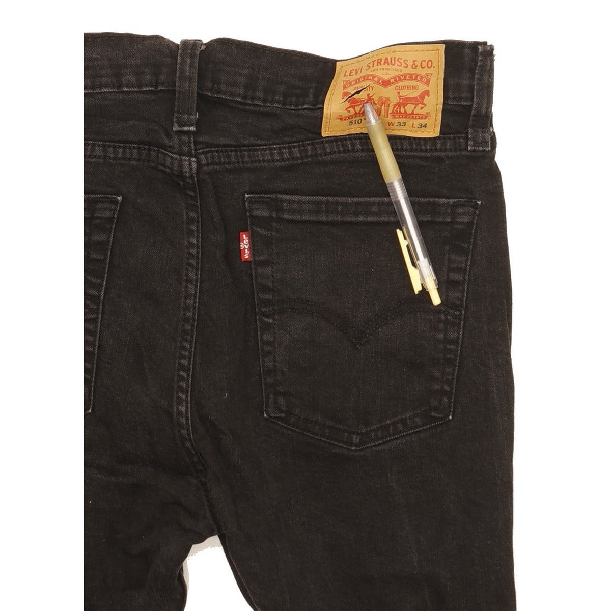 Levi's 510 Men Black Skinny Slim Stretch Jeans W33 L32