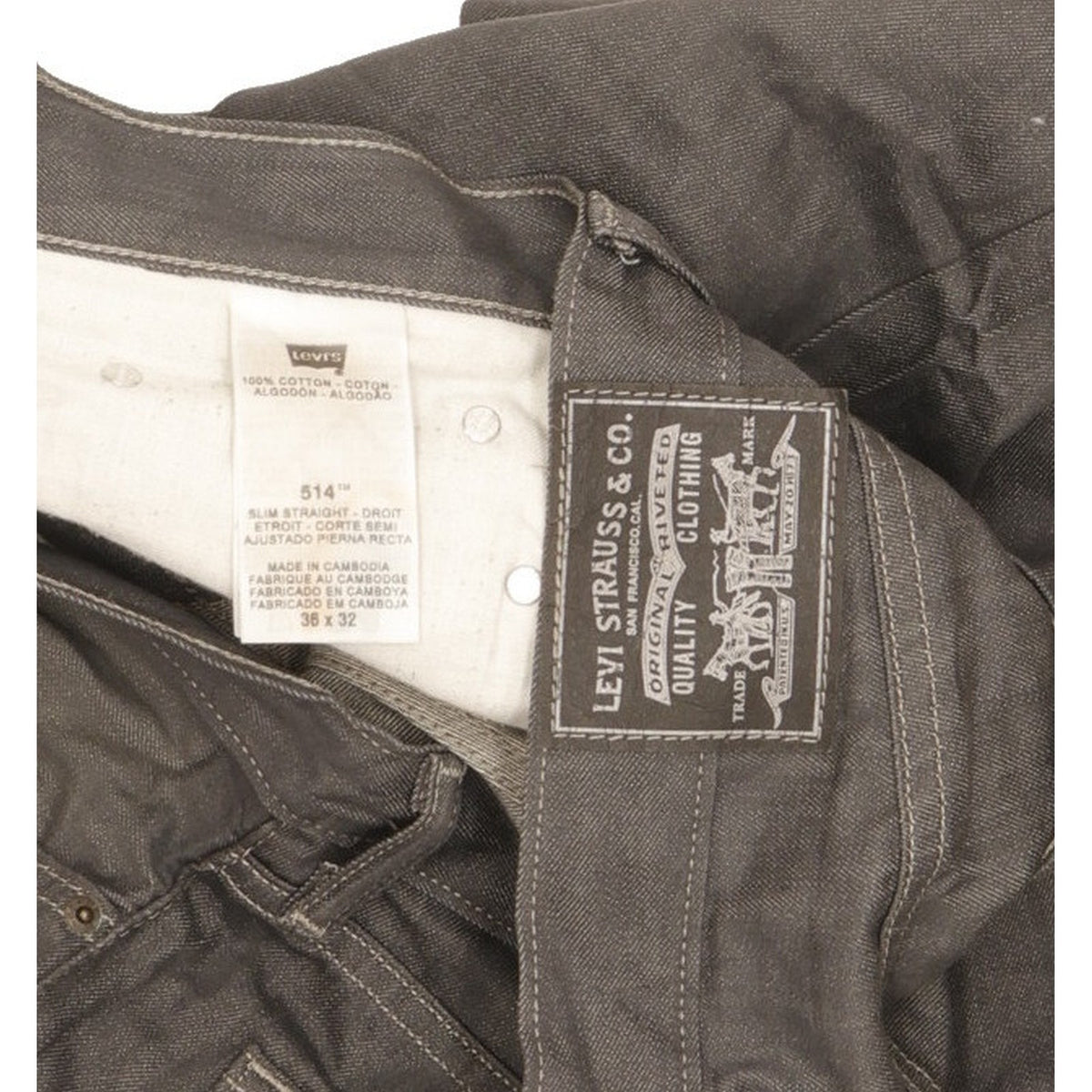 Levi's 514 Men Grey Straight Slim Jeans W36 L31