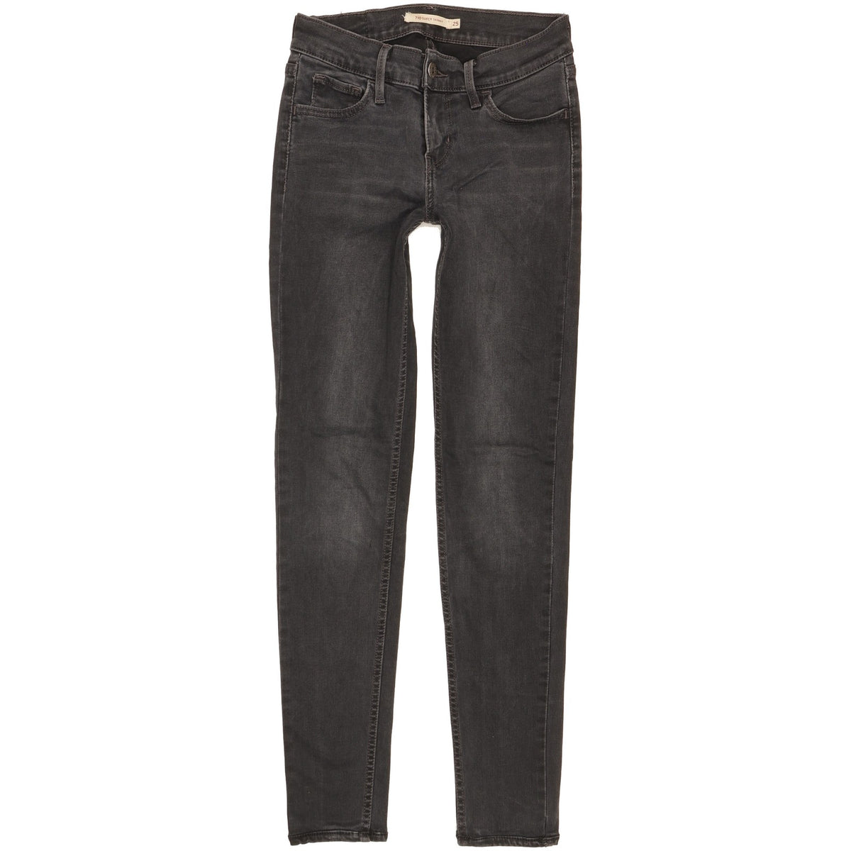 Levi's 710 Super Women Black Skinny Slim Stretch Jeans W25 L28