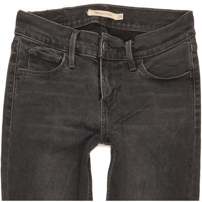 Levi's 710 Super Women Black Skinny Slim Stretch Jeans W25 L28