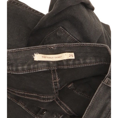 Levi's 710 Super Women Black Skinny Slim Stretch Jeans W25 L28
