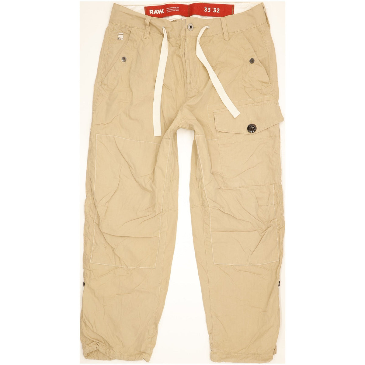 Levi's Men Beige Straight Regular Cropped Stretch Trousers W33 L32