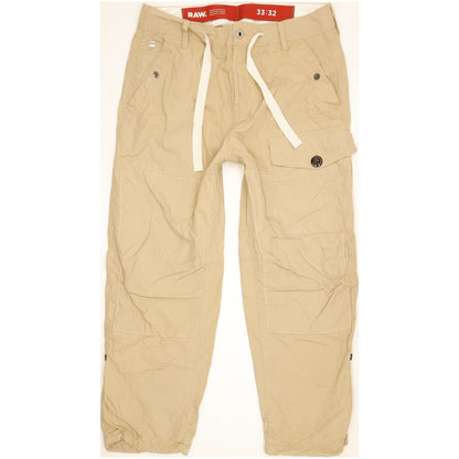 Levi's Men Beige Straight Regular Cropped Stretch Trousers W33 L32