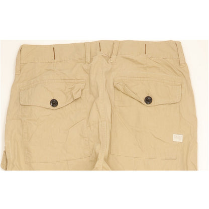 Levi's Men Beige Straight Regular Cropped Stretch Trousers W33 L32
