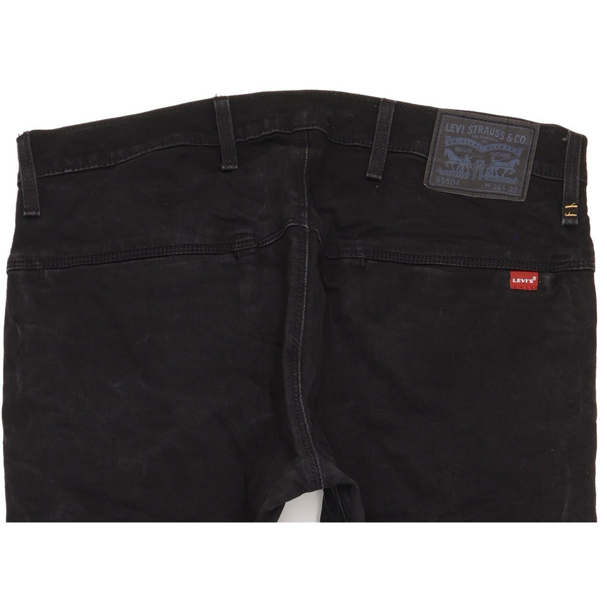 Levi's 504 Men Black Straight Regular Stretch Jeans W36 L32