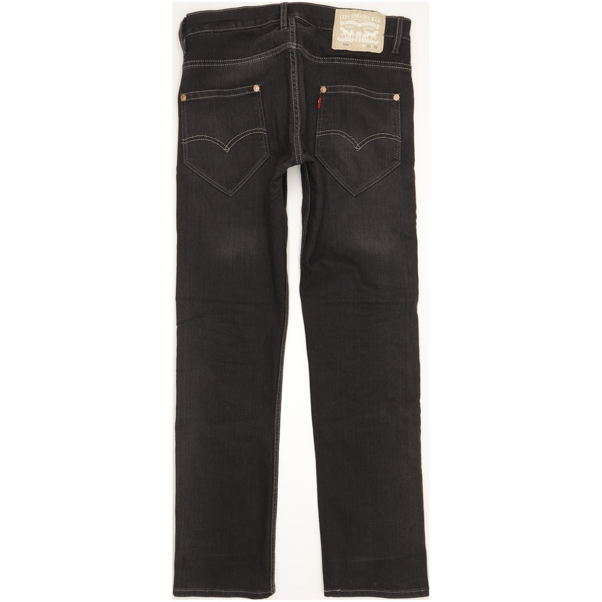 Levi's 504 Men Black Straight Regular Stretch Jeans W30 L32