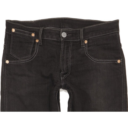 Levi's 504 Men Black Straight Regular Stretch Jeans W30 L32
