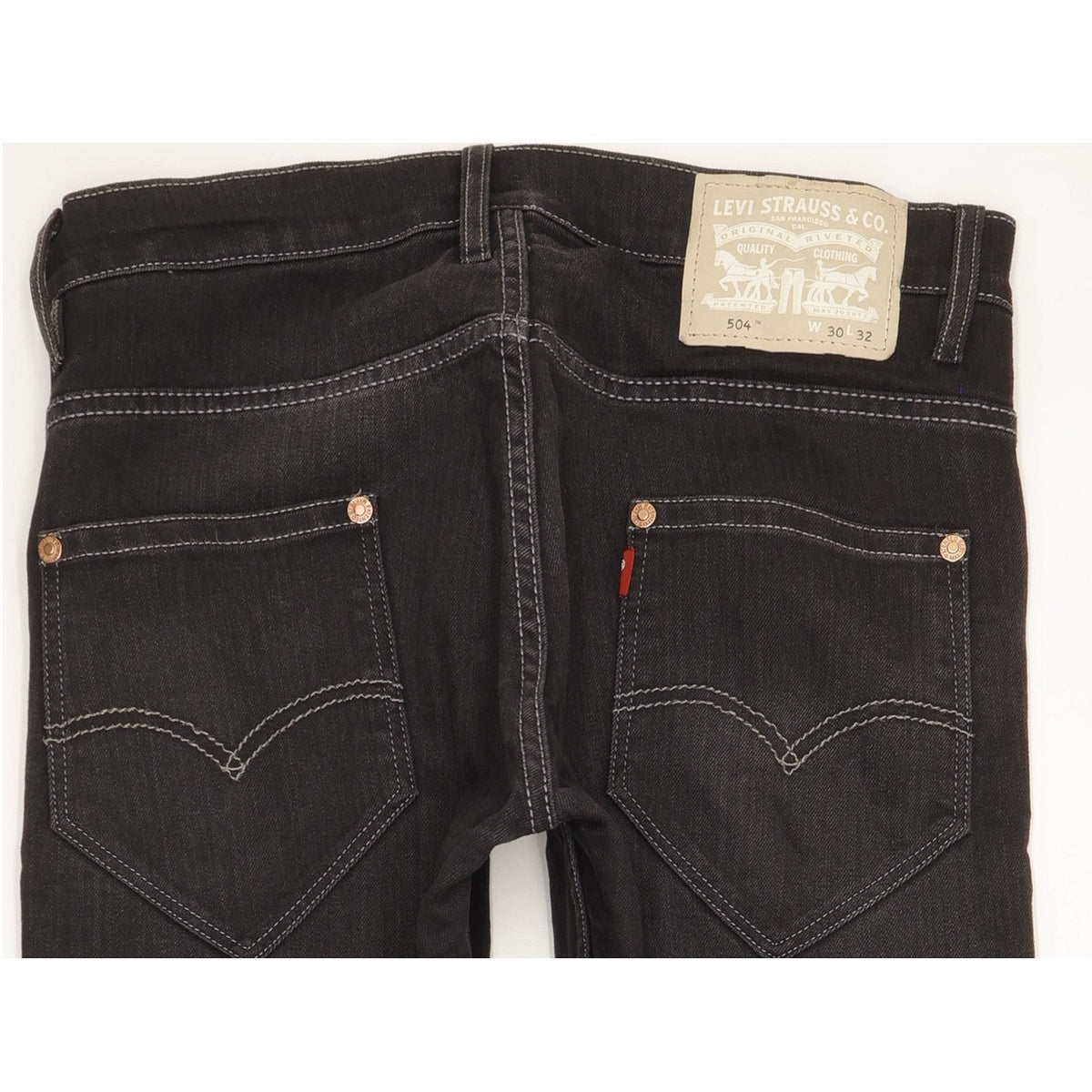 Levi's 504 Men Black Straight Regular Stretch Jeans W30 L32