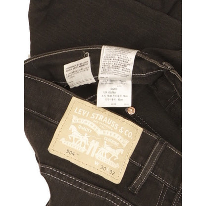 Levi's 504 Men Black Straight Regular Stretch Jeans W30 L32