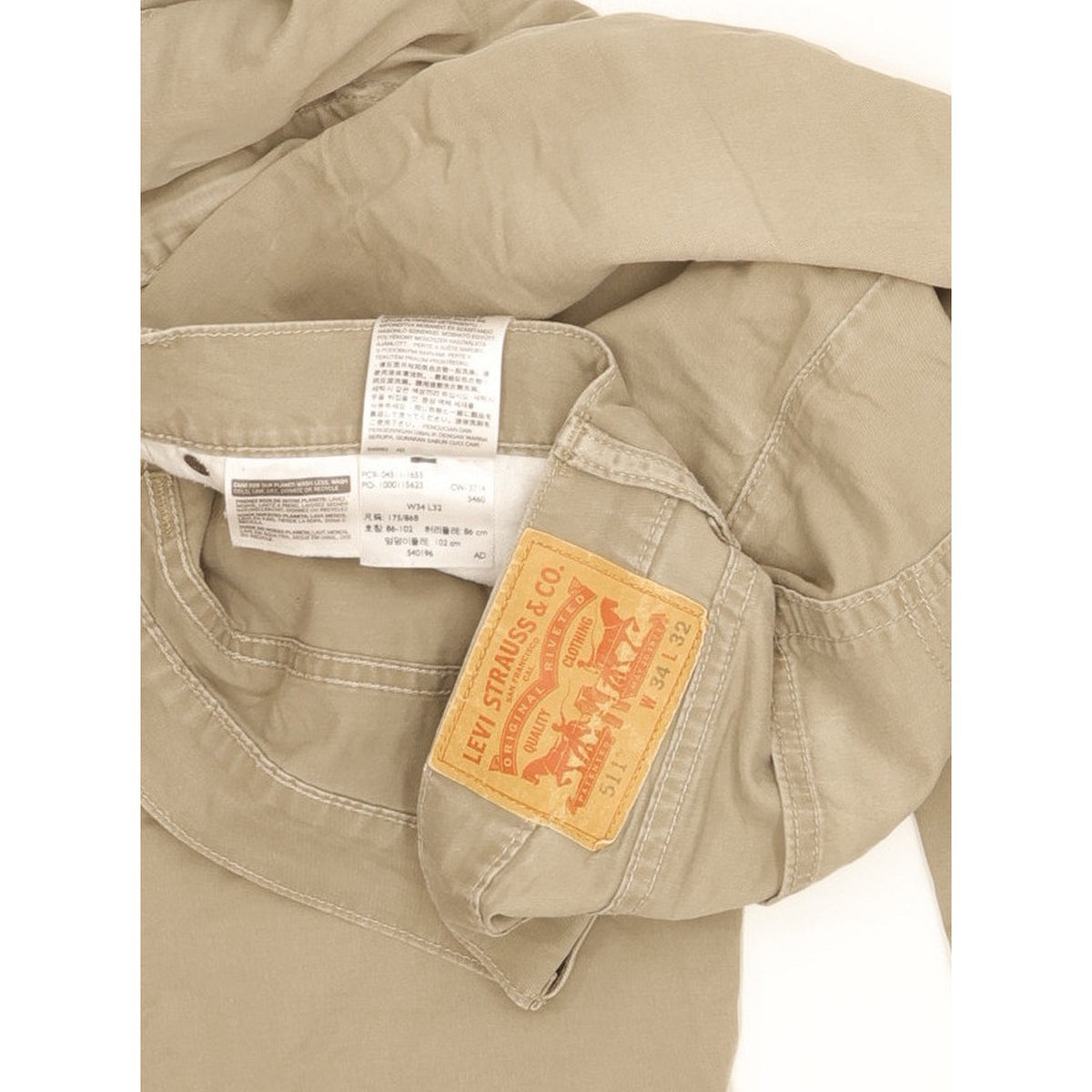 Levi's 511 Men Beige Straight Slim Stretch Jeans W34 L31