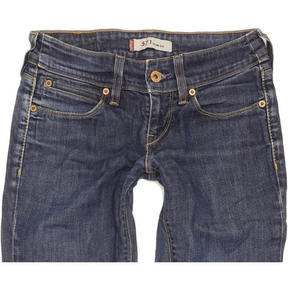 Levi's 571 Women Blue Straight Slim Stretch Jeans W27 L30
