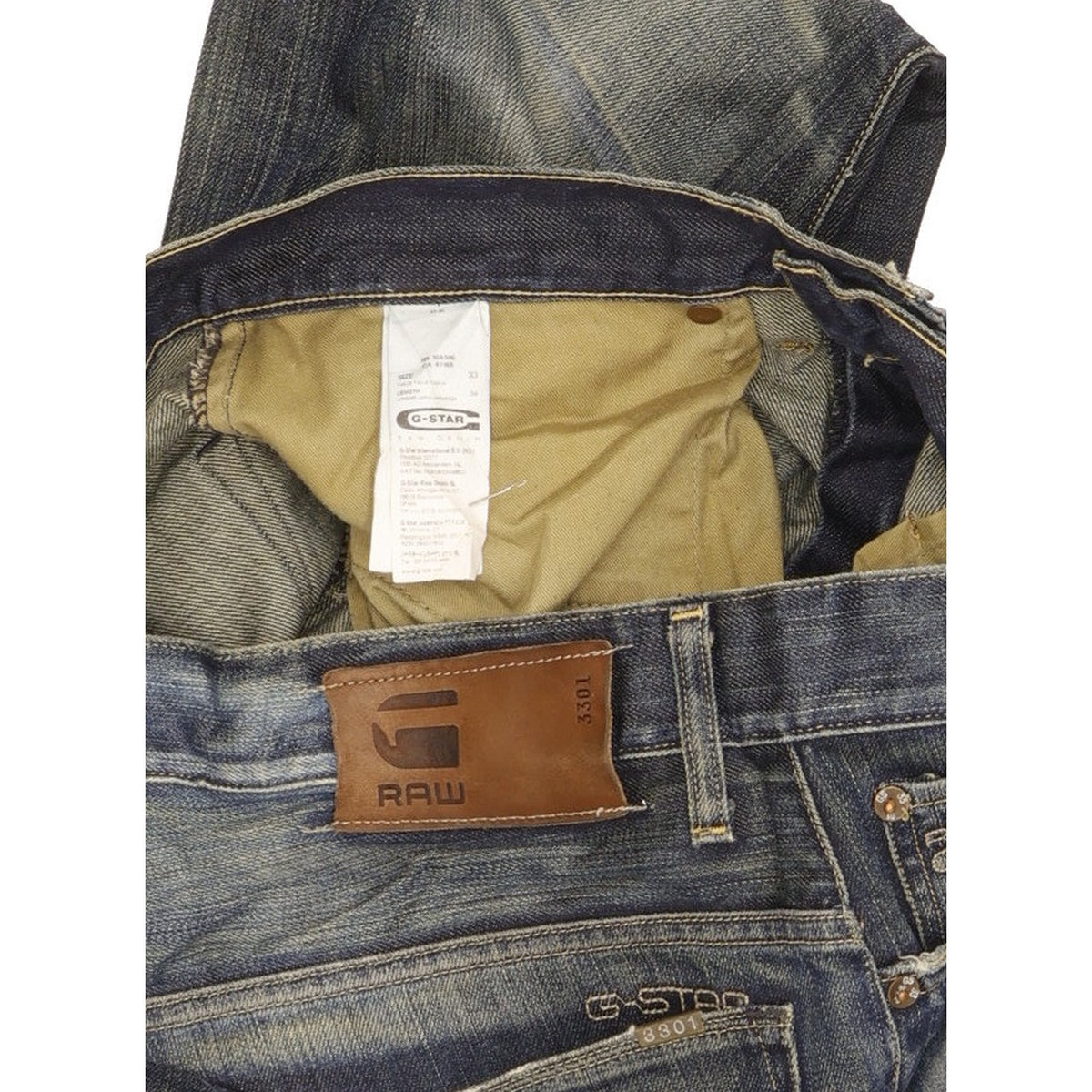 G-Star 3301 Men Blue Straight Classic Jeans W33 L34