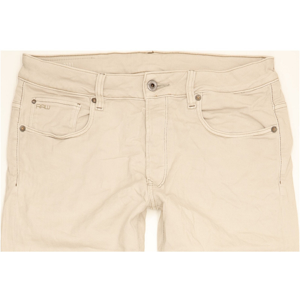 G-Star 3301 Men Beige Straight Slim Stretch Jeans W34 L33
