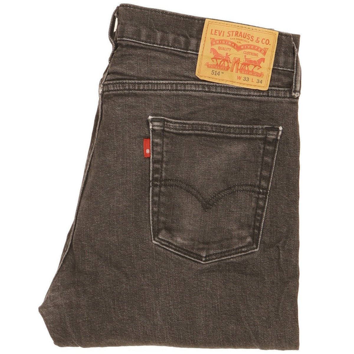 Levi's 514 Men Black Straight Slim Stretch Jeans W33 L33