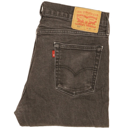 Levi's 514 Men Black Straight Slim Stretch Jeans W33 L33