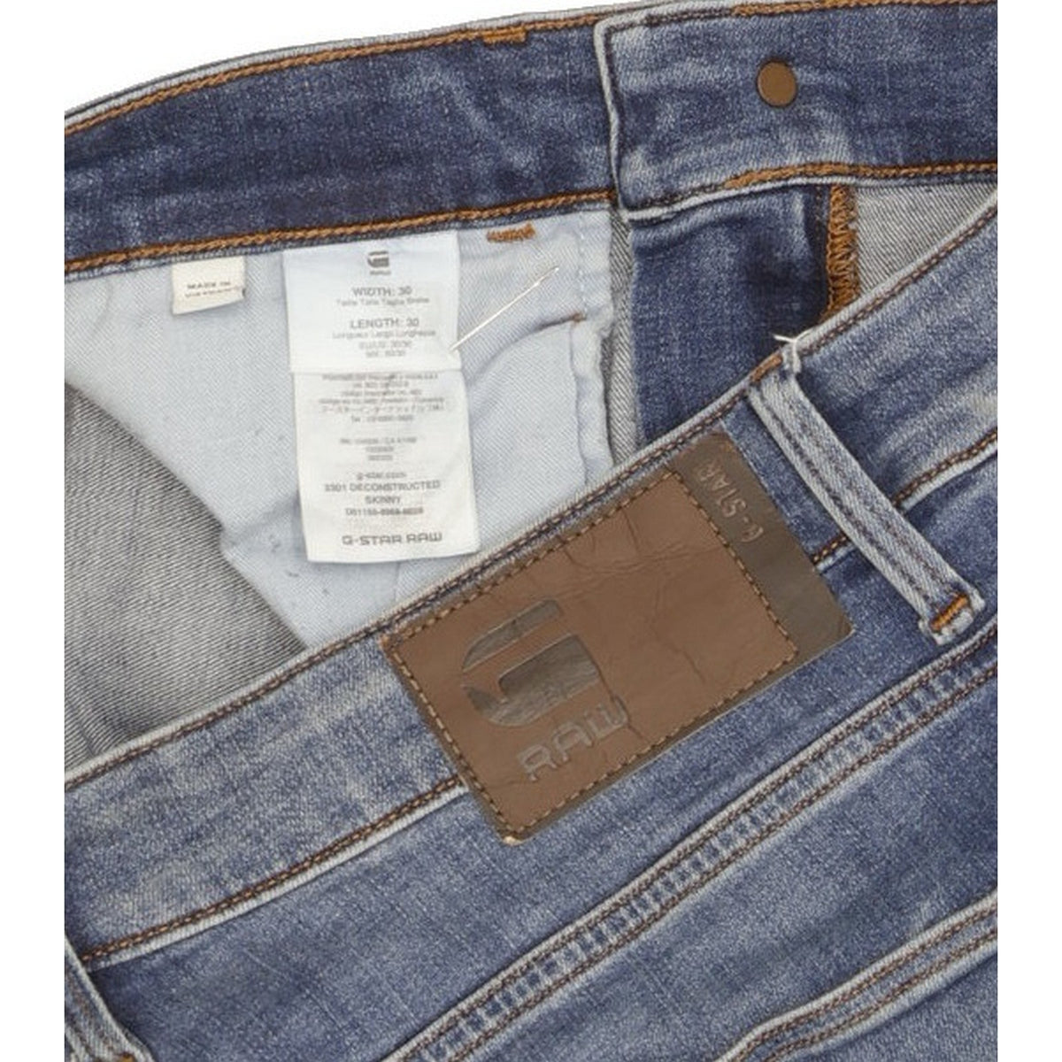 G-Star 3301 Deconstructed Men Blue Skinny Slim Stretch Jeans W30 L30