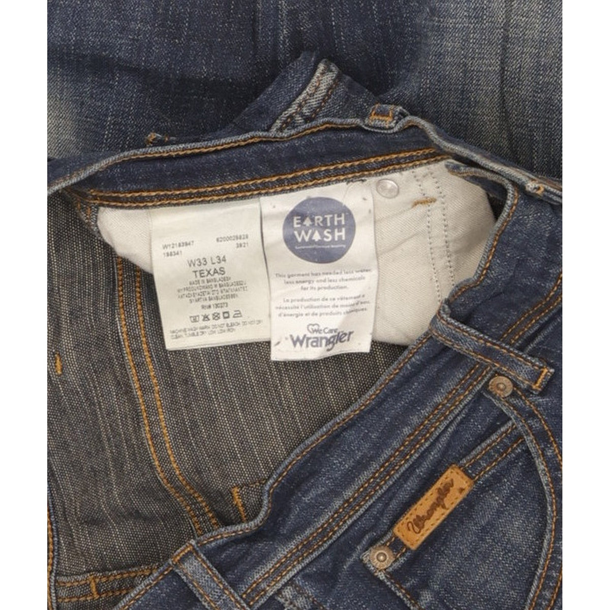 Wrangler Texas Men Blue Straight Regular Stretch Jeans W33 L34