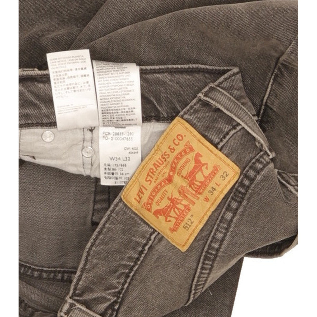 Levi's 512 Men Grey Tapered Slim Stretch Jeans W34 L31