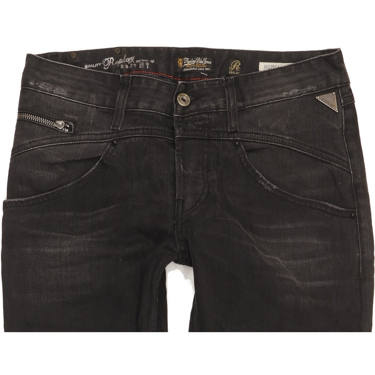 Replay Men Black Straight Slim Stretch Jeans W27 L32