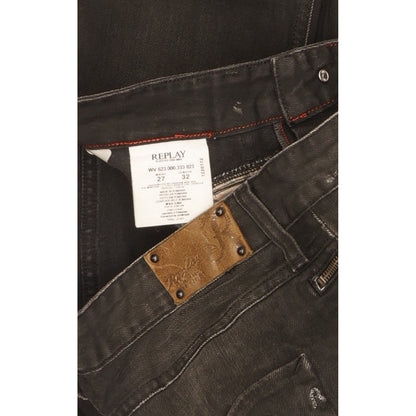 Replay Men Black Straight Slim Stretch Jeans W27 L32