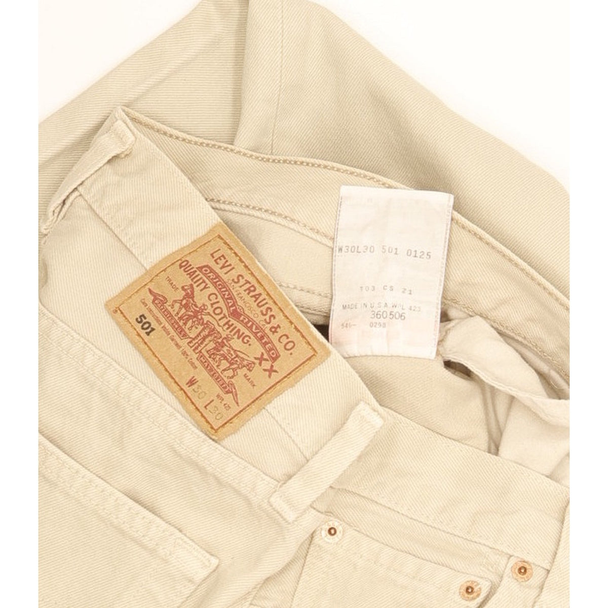 Levi's 501 Made in USA Men Beige Straight Regular Jeans W30 L30