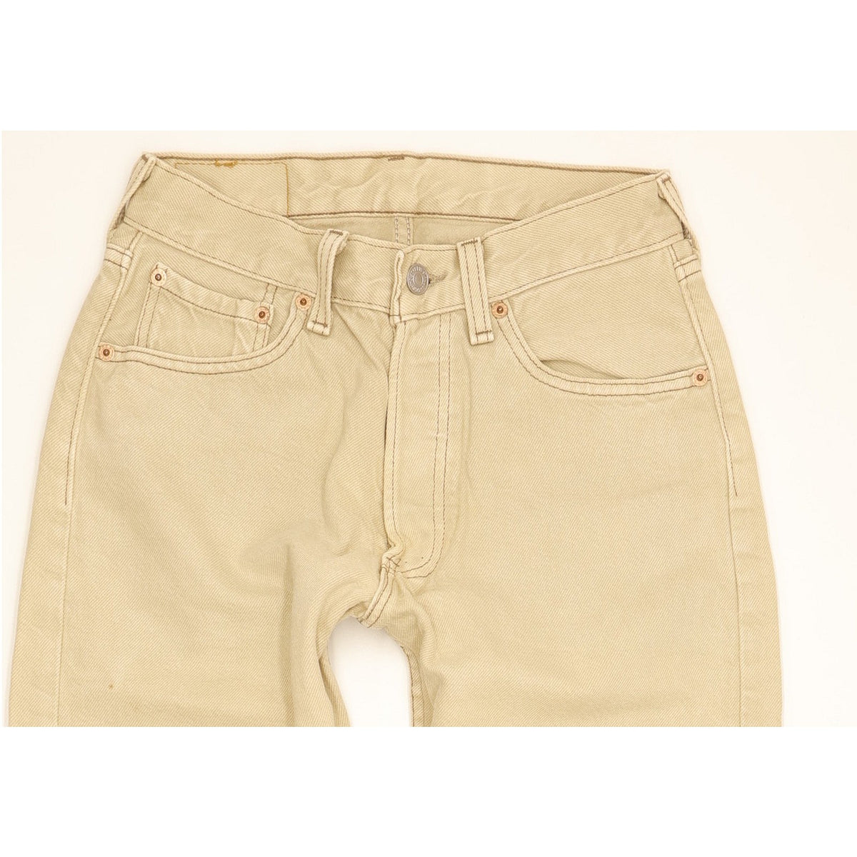 Levi's 501 Made in USA Women Beige Straight Regular Jeans W27 L28