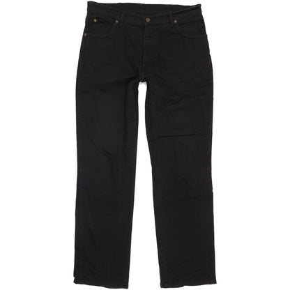Wrangler Durable Quality Men Black Straight Regular Stretch Jeans W34 L32