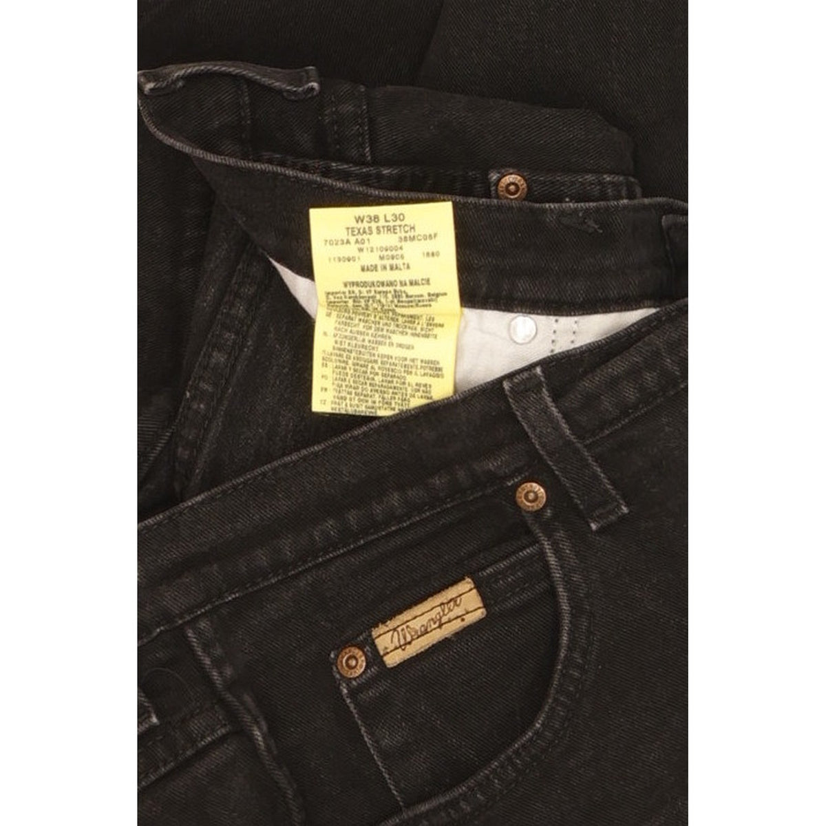 Wrangler Texas Men Black Straight Regular Stretch Jeans W38 L30