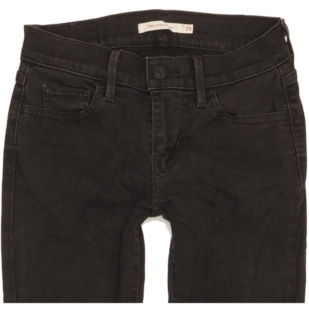 Levi's 710 Super Women Black Skinny Slim Stretch Jeans W25 L31